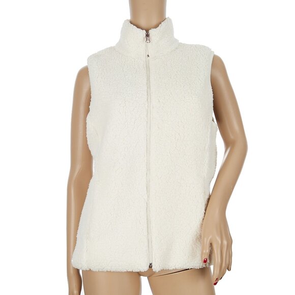 Calia by Carrie Underwood White Sherpa Fleece Full Zip Vest Women's Medium - Picture 2 of 7